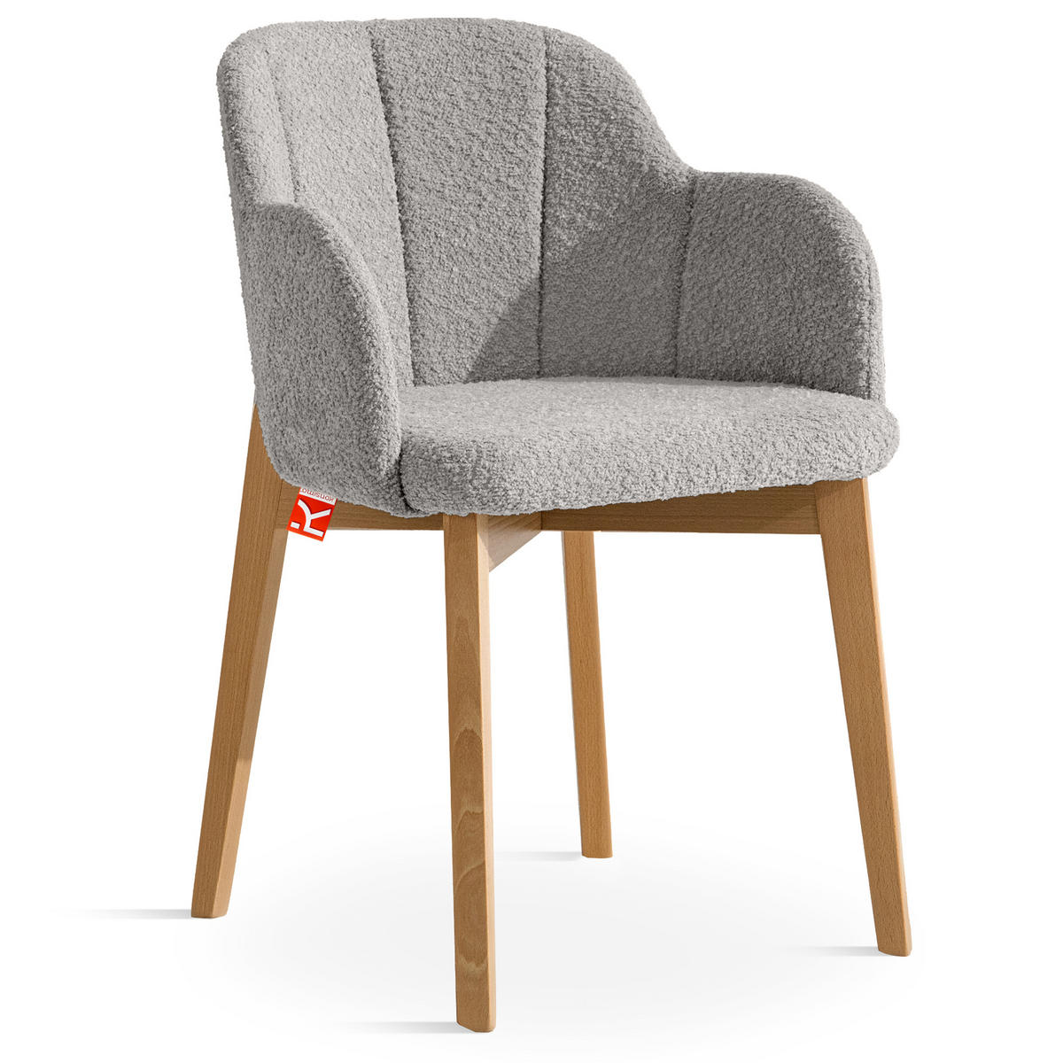 POLSTERSTUHL LONIS Esszimmerstühle 2er Set - Eichefarben/Hellgrau, Holz/Textil (55/82/54cm) - KONSIMO®