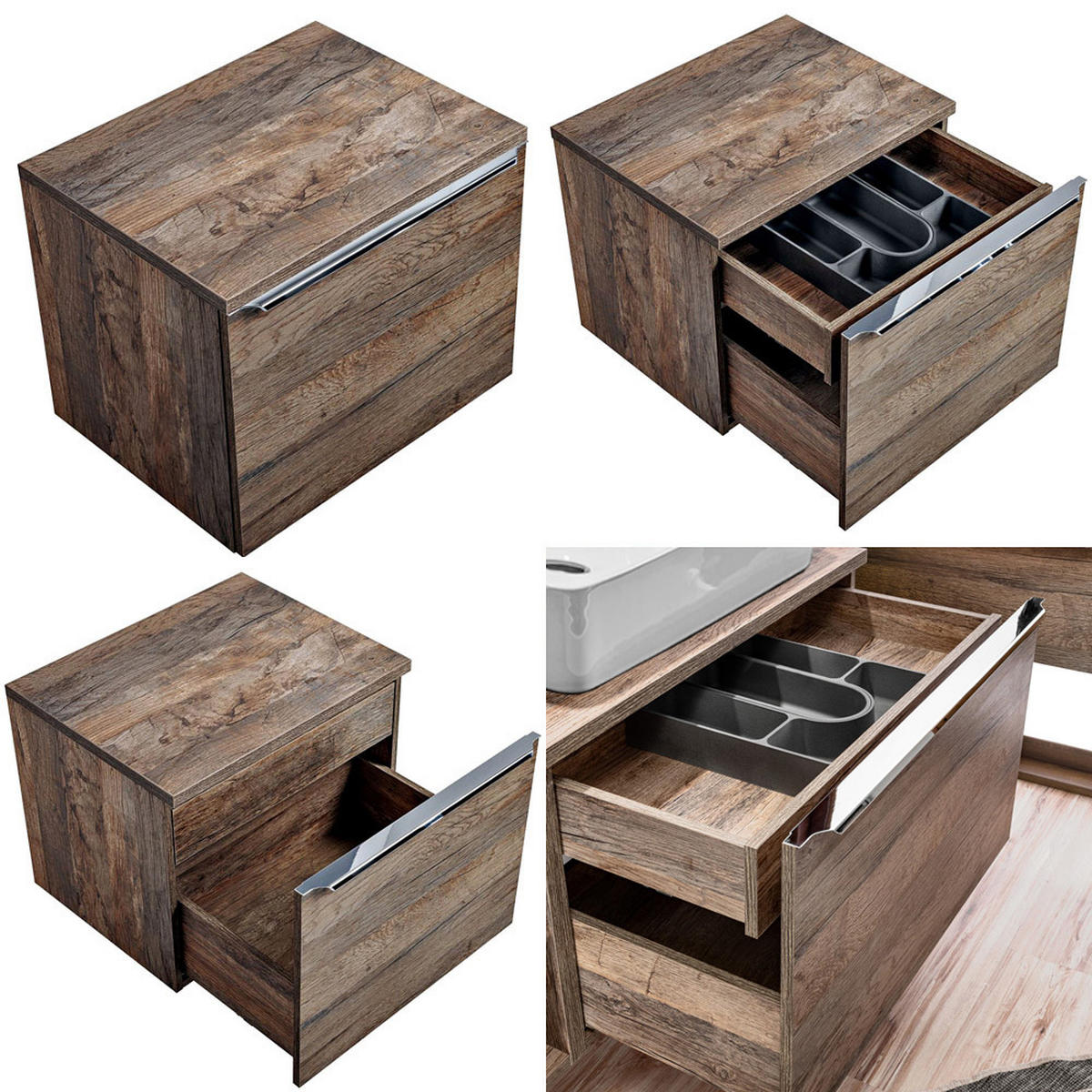 BADMÖBEL-SET 5-TLG. Puebla-56 - Braun, Holzwerkstoff (160/63/46cm) - Lomado