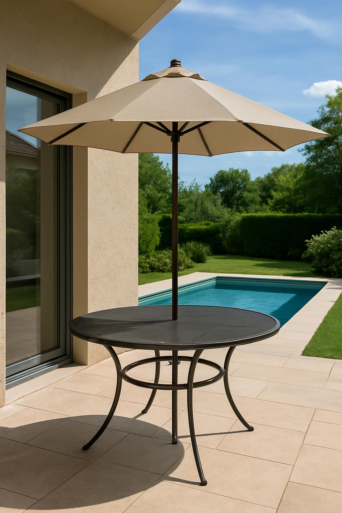 GARTENTISCH Roma 110cm rund mit Schirmloch aus Streckmetall - Grau, Metall (110/110/72cm) - TPFGarden