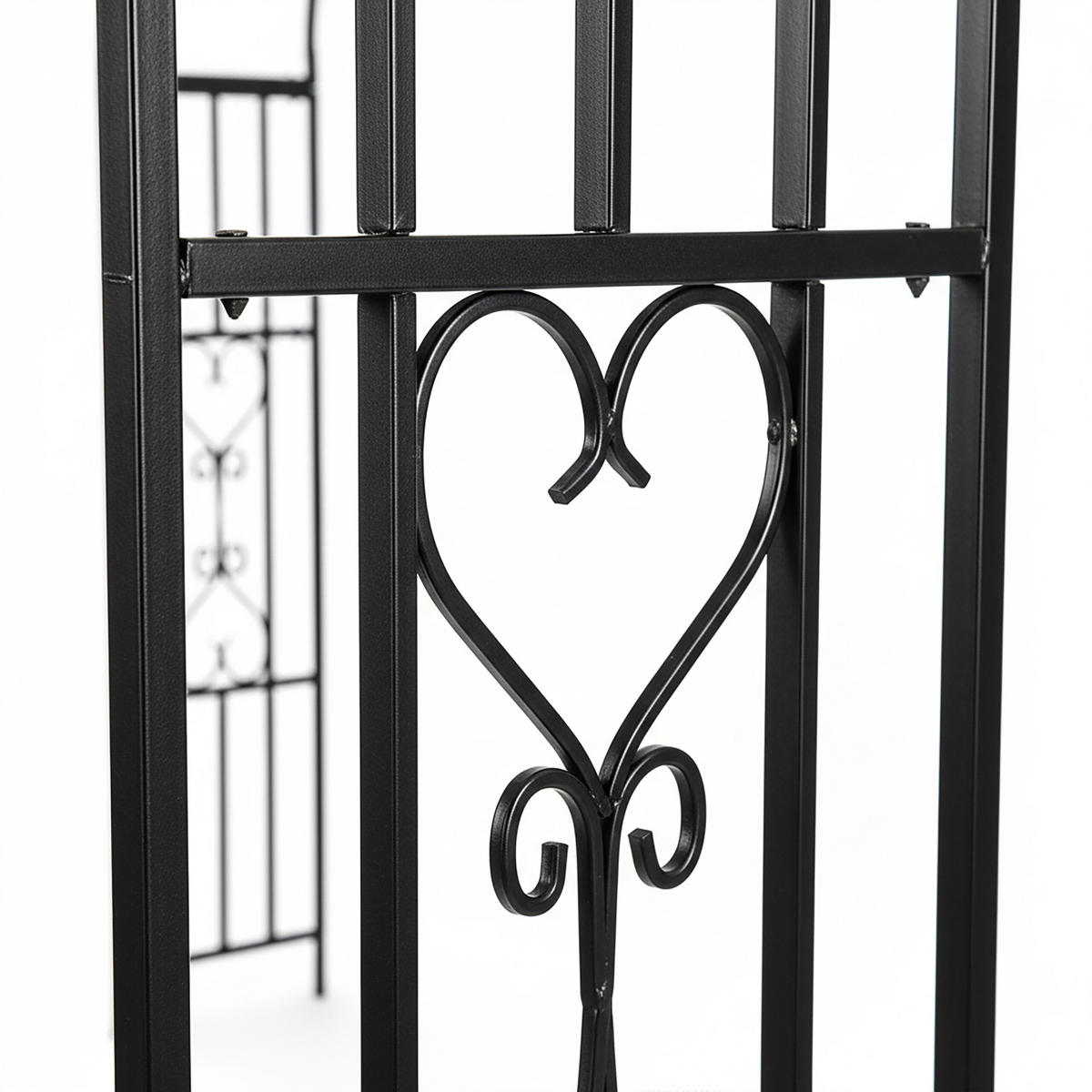 ROSENBOGEN Schwarz Metall pulverbeschichtet Herzdekor 206 cm - Schwarz, Metall (50/206/114cm) - Relaxdays