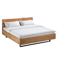 MASSIVHOLZBETT - Akazie massiv / Metall - Schwarz/Akaziefarben, Holz (180/200cm) - home24