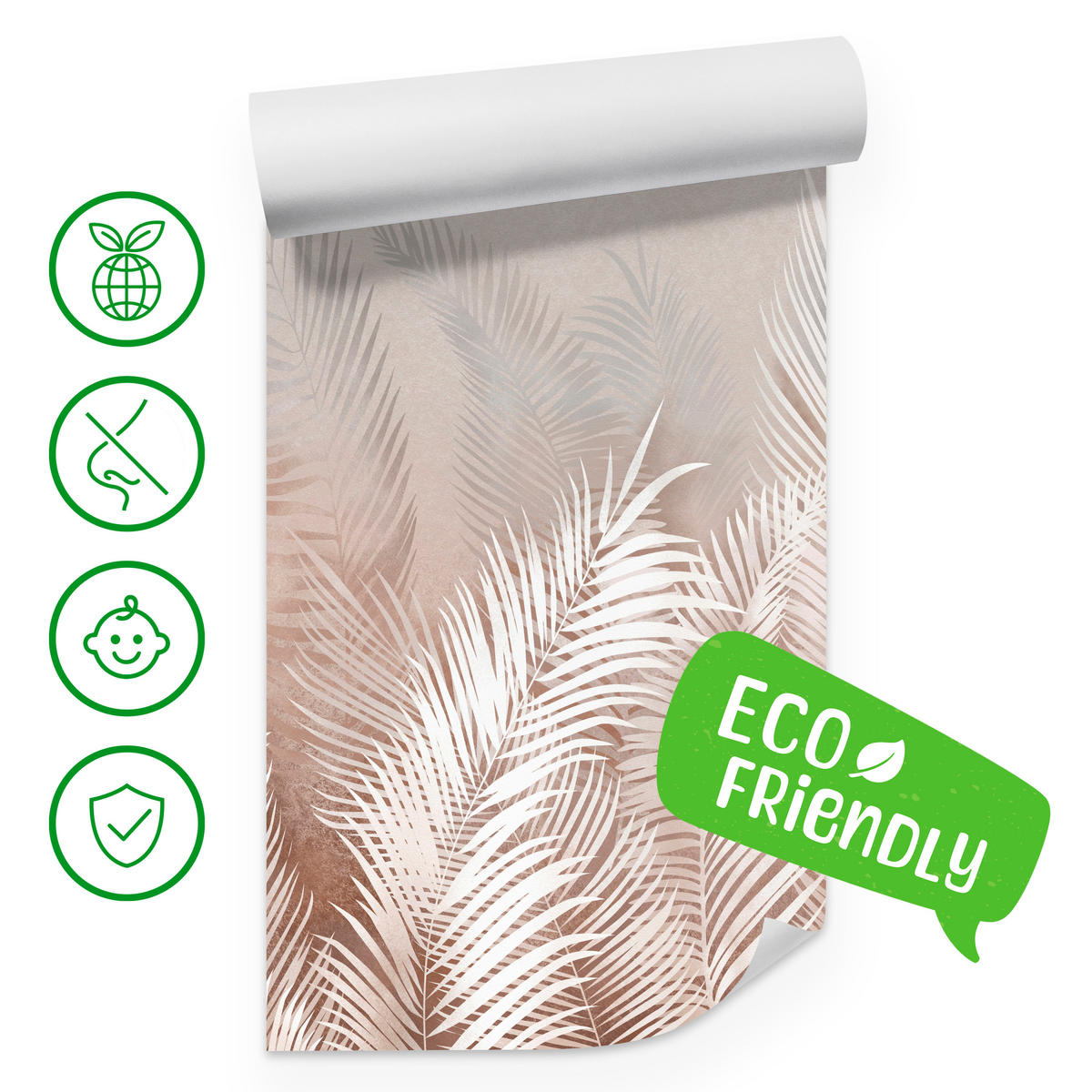 FOTOTAPETE Palmenblätter tropische Pflanzen 350x256cm - Beige/Braun, Papier (350/256cm) - Muralo