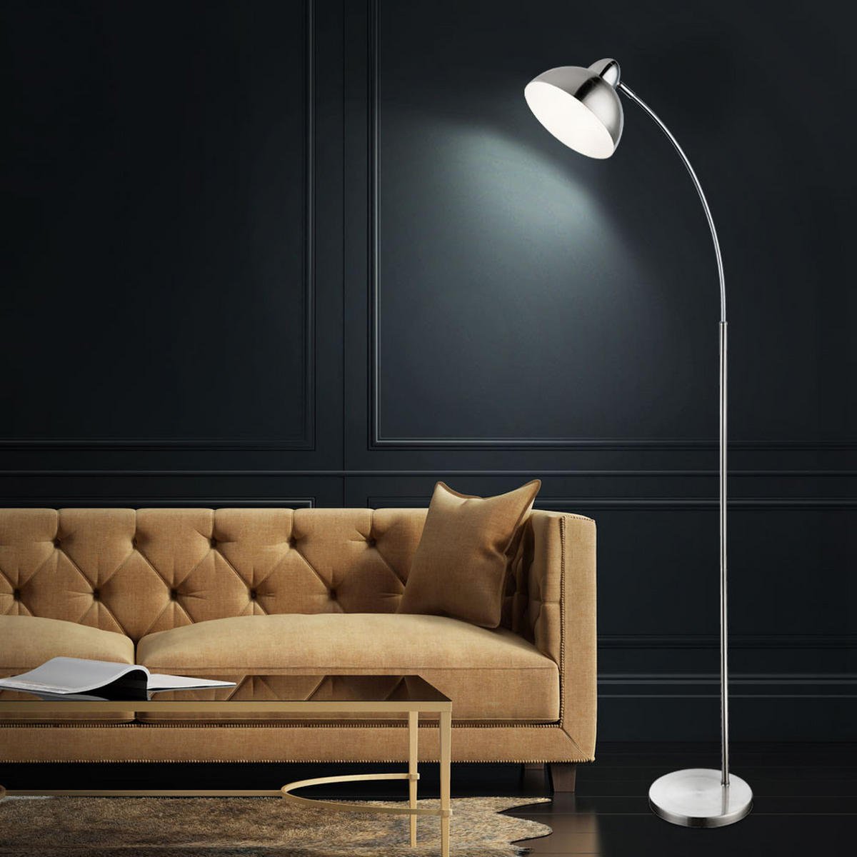 LED STEHLEUCHTE ANITA Silber Nickel-Matt - Silberfarben, Metall (50/23/155cm) - Globo Lighting