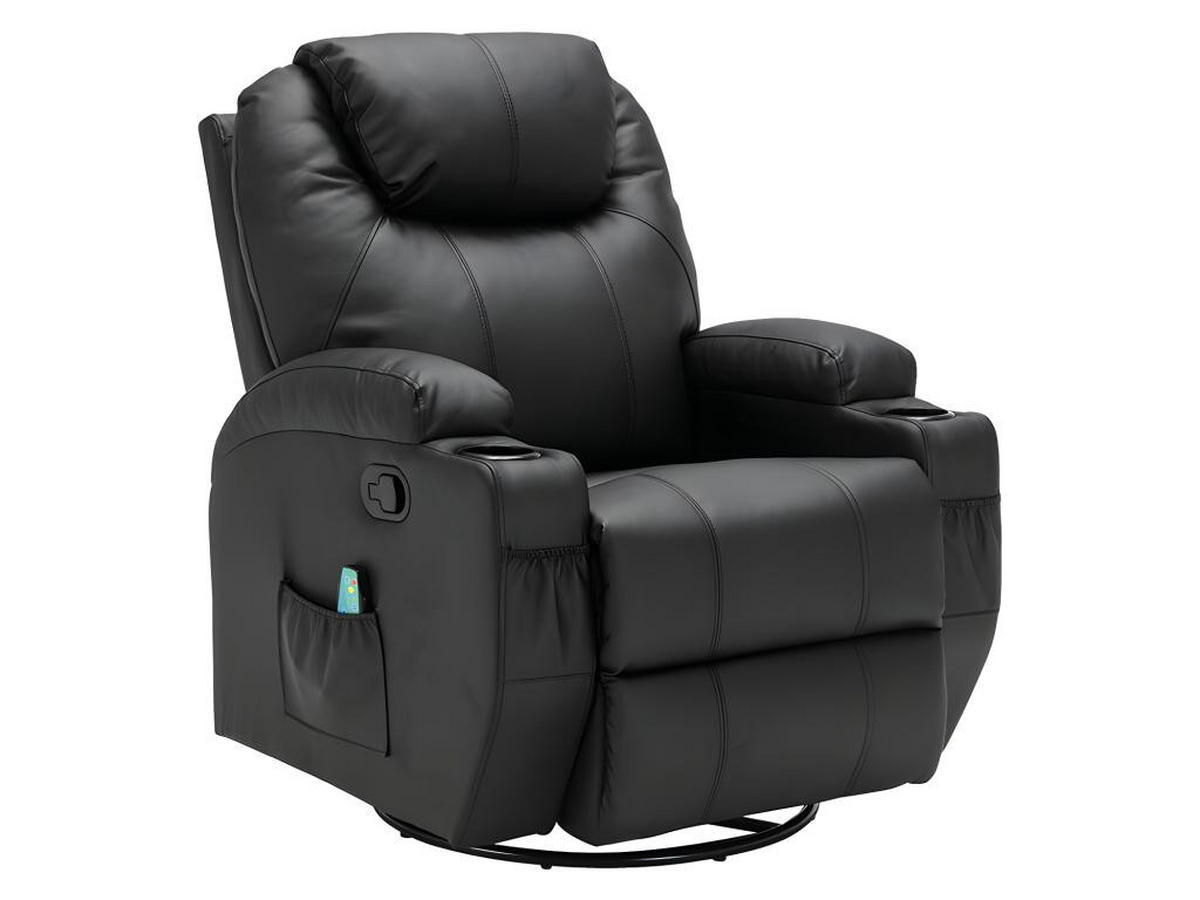 MASSAGESESSEL - Kunstleder - Schwarz - SILVANO - Schwarz, Leder (95/105/82cm) - Vente-Unique