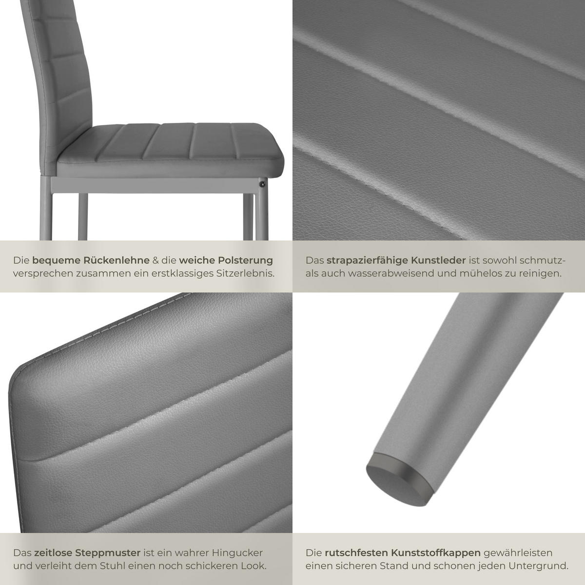 ESSZIMMERSTUHL 6er Set Thomas 41 x 45 x 98 5 cm grau - Grau, Textil (48/98.5/45cm) - tectake