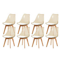 ESSZIMMERSTÜHLE 8er Set transparent braun mit weißem PU-Sitz - Beige, Kunststoff (47.5/82/41cm)