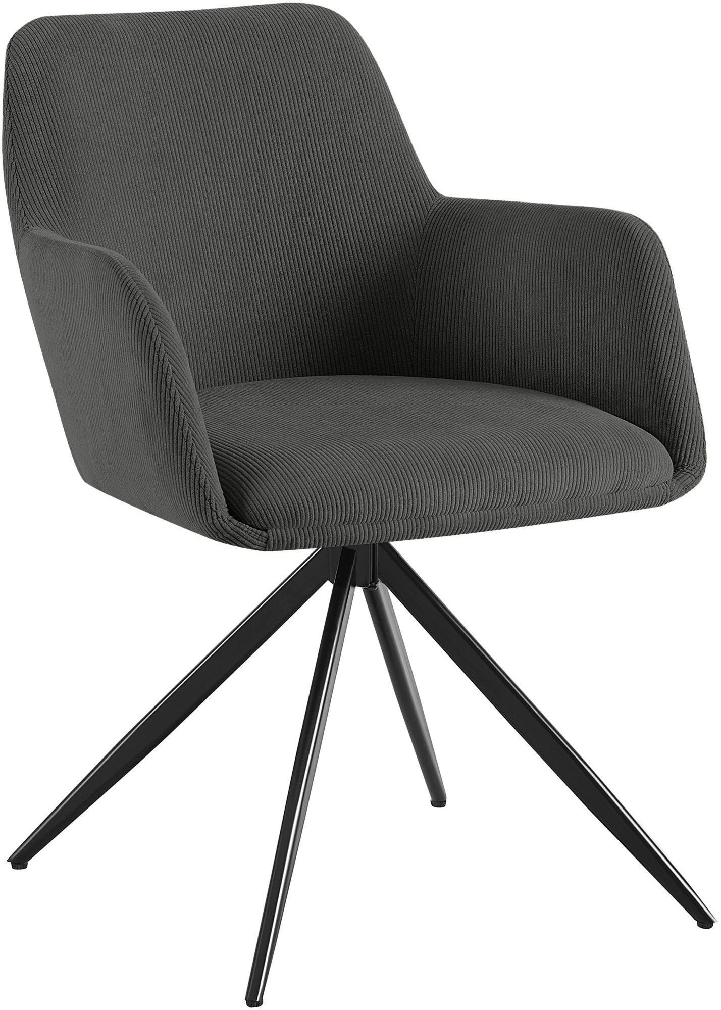 ESSZIMMERSTUHL Cord Grau - Schwarz/Grau, Textil/Metall (56/81/62cm) - CLP