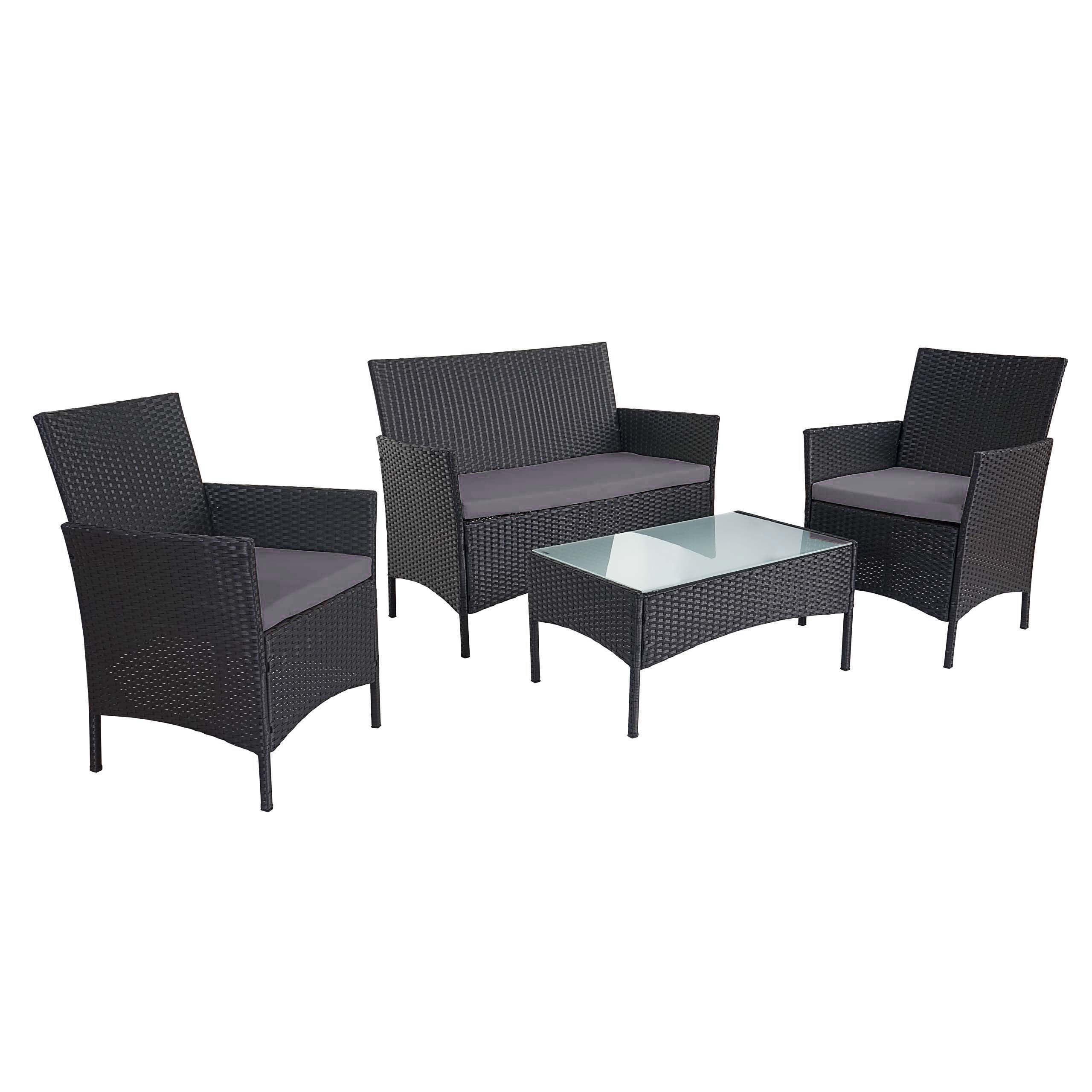 GARTEN-GARNITUR Lounge-Set Anthrazit - Anthrazit, Metall - PROREGAL