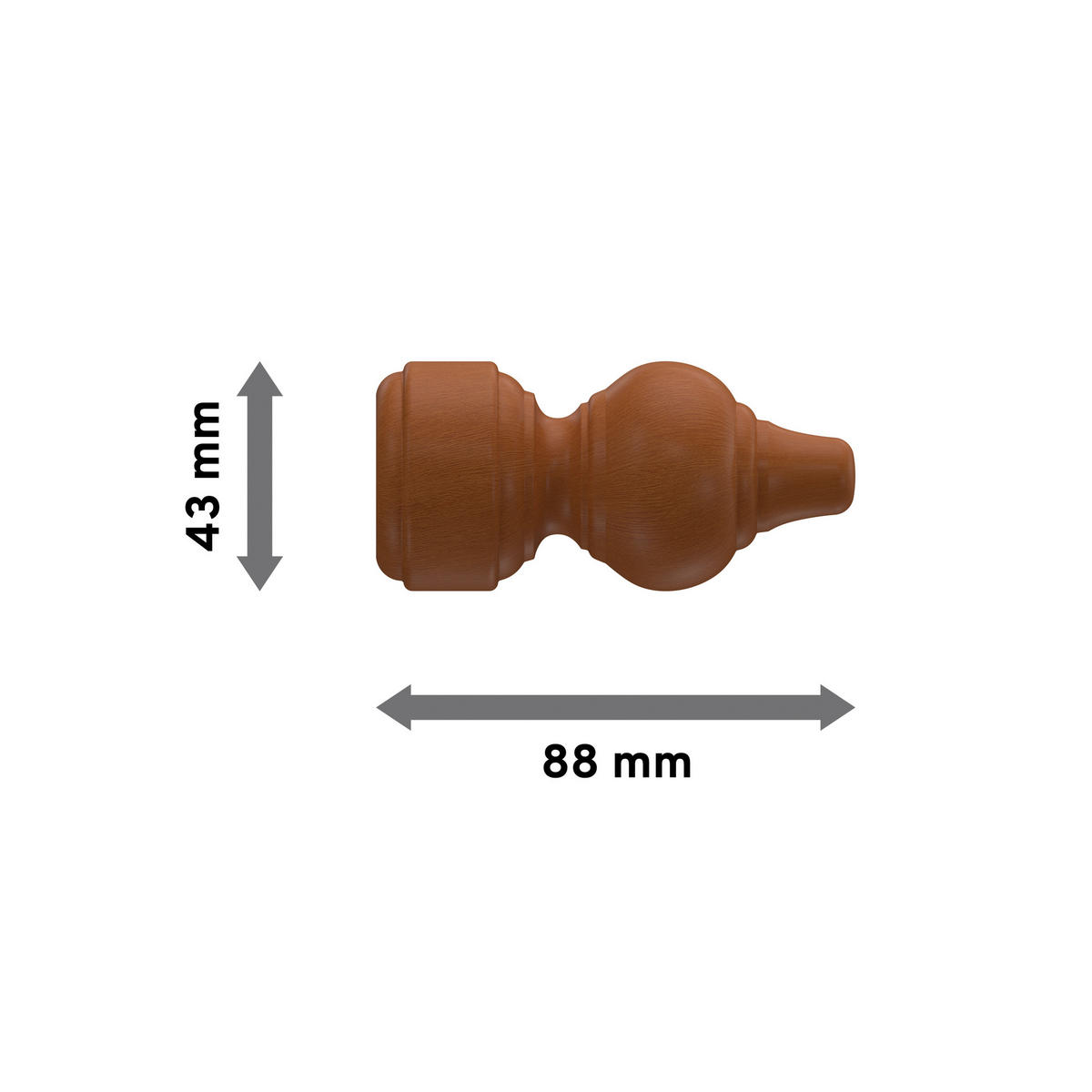 ENDSTÜCKE FÜR GARDINENSTANGEN 28 mm Ø, Rondo Kirschbaum, Packung 2 Stück - Kirschbaumfarben, Holz (8/4/4cm) - INTERDECO