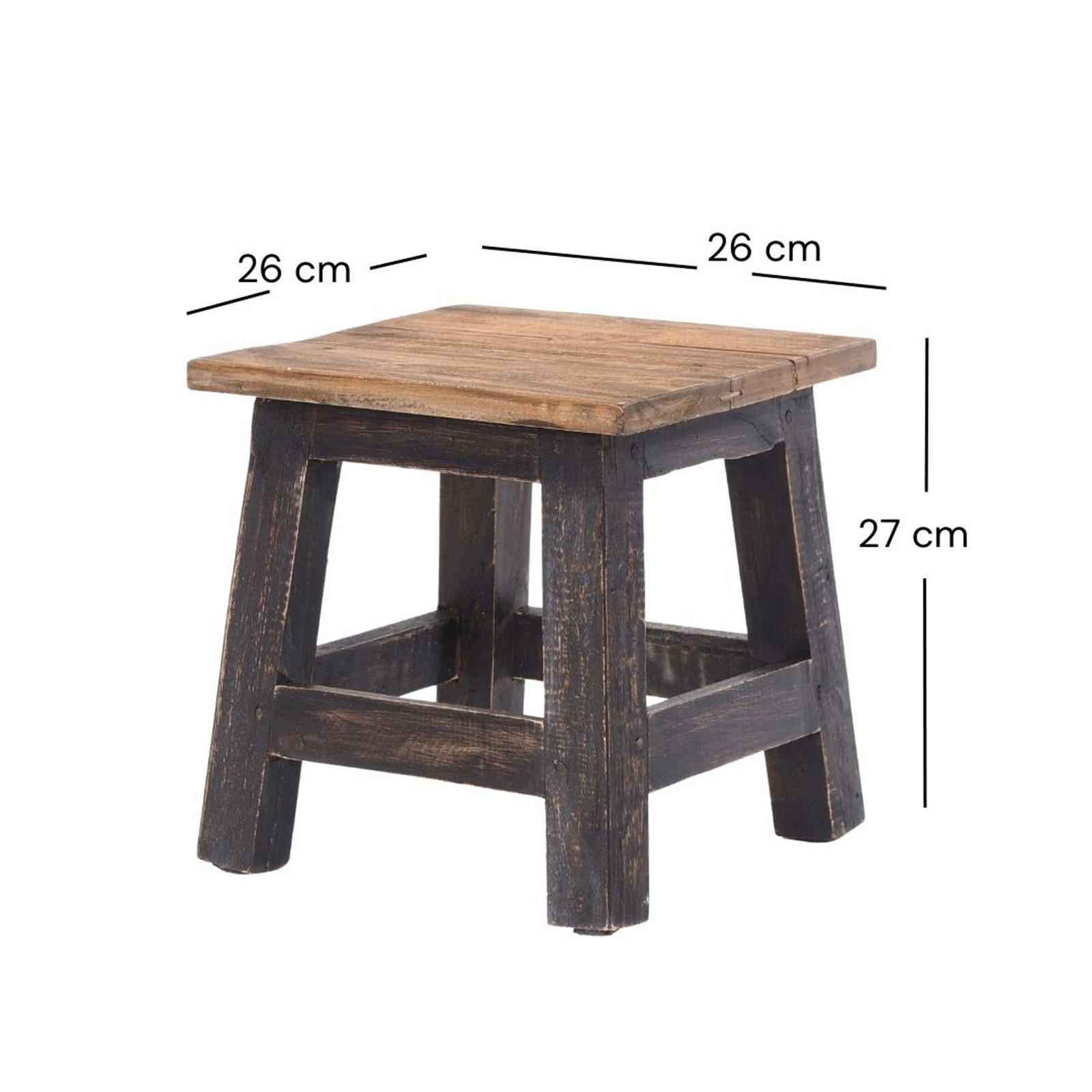 FUSSHOCKER PALO Mahagoni Recyclingholz 04 schwarz-natur - Graubraun, Holz (26/27/26cm) - DESIGN DELIGHTS