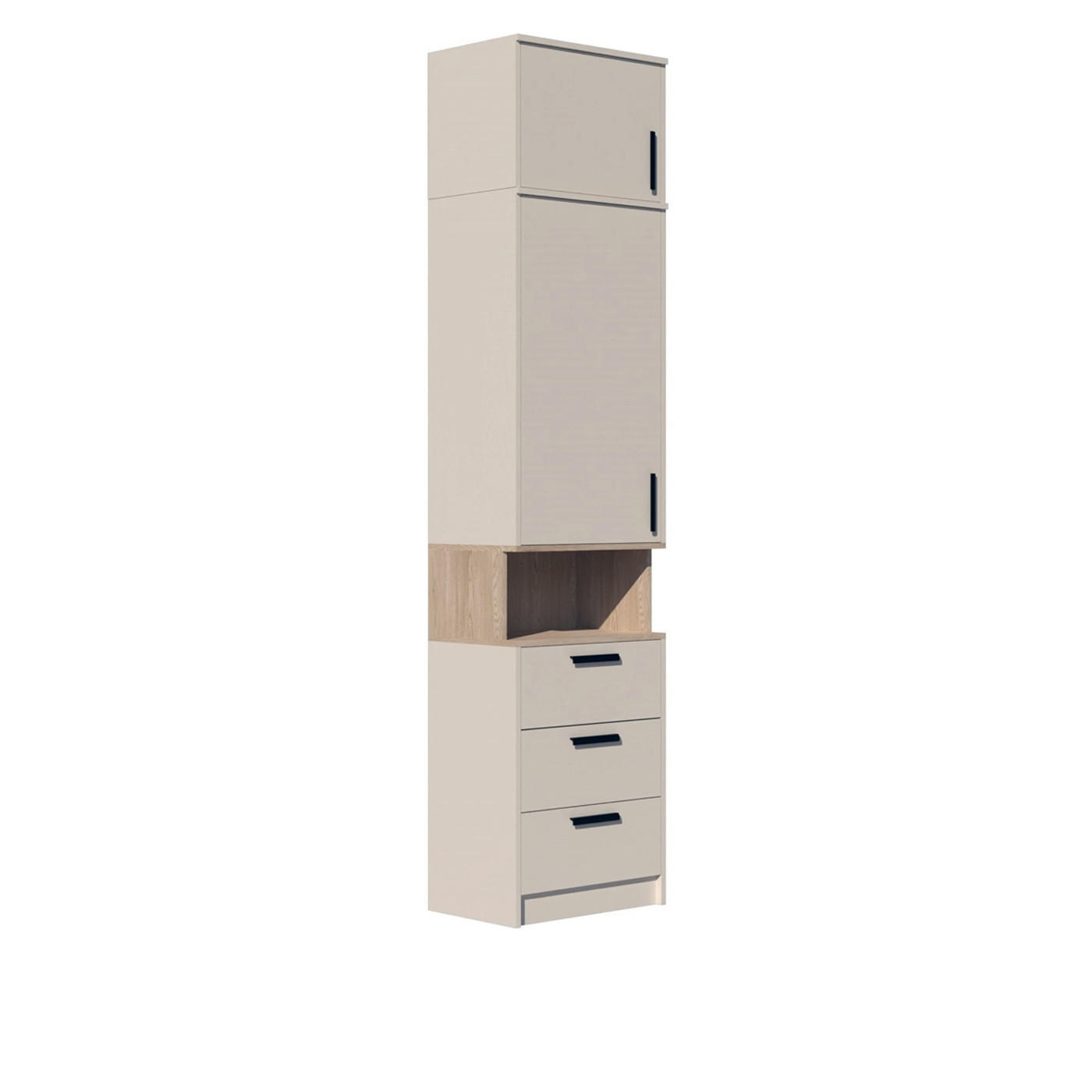 STANDREGAL BÜCHERREGAL G6+G14/C GRAUBEIGE CASHMERE 52/235/40 - Kaschmir/Schwarz, Holzwerkstoff (52/235/40cm) - Marmex Möbel