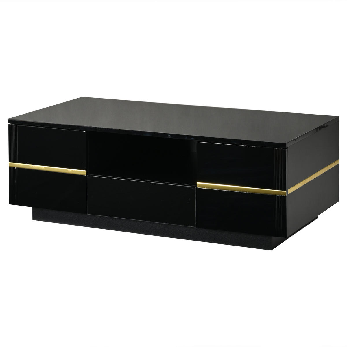 KLUB-STOLIĆ 100/50/35,5 cm s LED rasvjetom i prostor za pohranu u crnoj boji - boje oraha/crna, drvni materijal (50/100/35.5cm) - CHICFURN