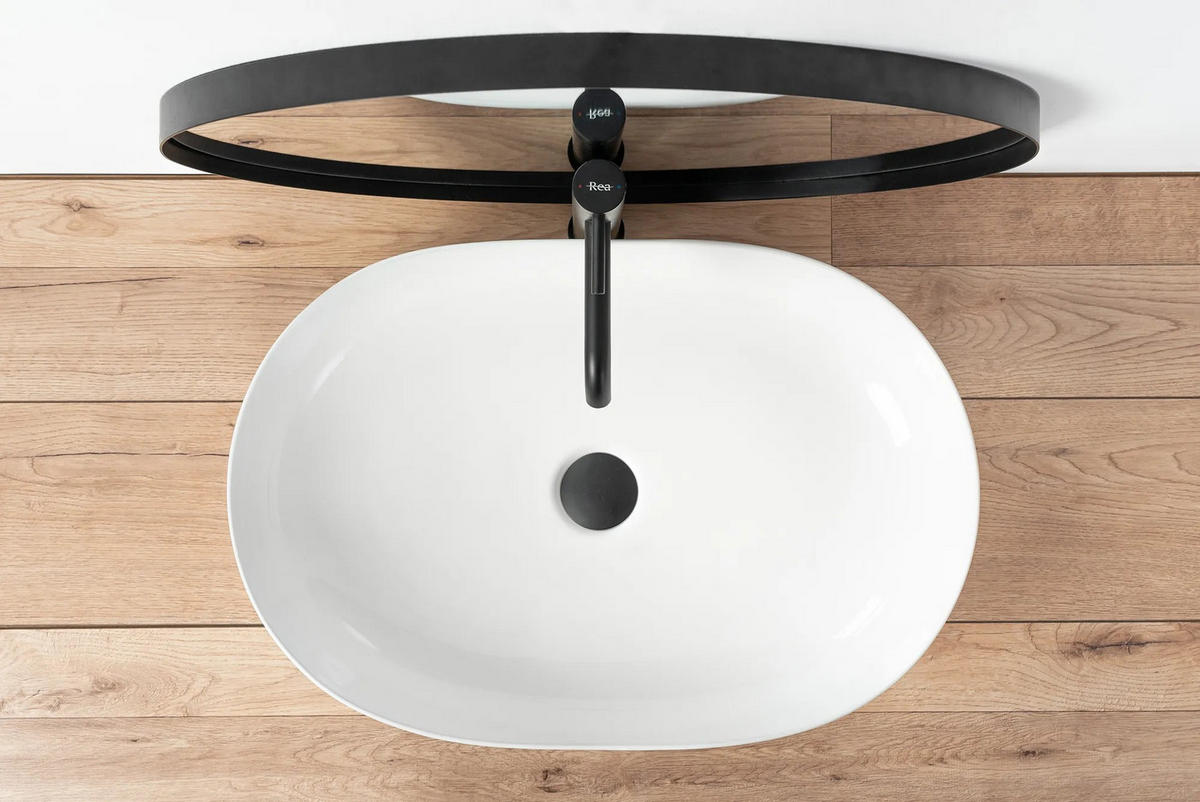 AUFSATZWASCHBECKEN Cleo White – Rea - Weiß, Keramik (41/14/60.5cm) - REA