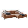 ECKSOFA CARA Braun Cord - Dunkelbraun/Schwarz, Textil/Metall (272/190cm) - KAWOLA