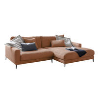 ECKSOFA CARA Braun Cord - Dunkelbraun/Schwarz, Textil/Metall (272/190cm) - KAWOLA