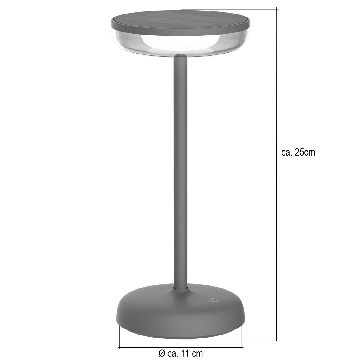 LED-SOLAR-TISCHLEUCHTE - stufenlos dimmbar mit warmweißem Licht für Innen- und Außenbereich, wetterbeständig, schwarz, 2er-Set - Schwarz, Kunststoff (11/25.1/11cm) - Northpoint