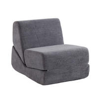SCHLAFSESSEL 3-in-1 Umwandelbares Bodensofa & Gästebett aus Samtstoff - Grau, Textil (99/68/73cm) - Urban Meuble