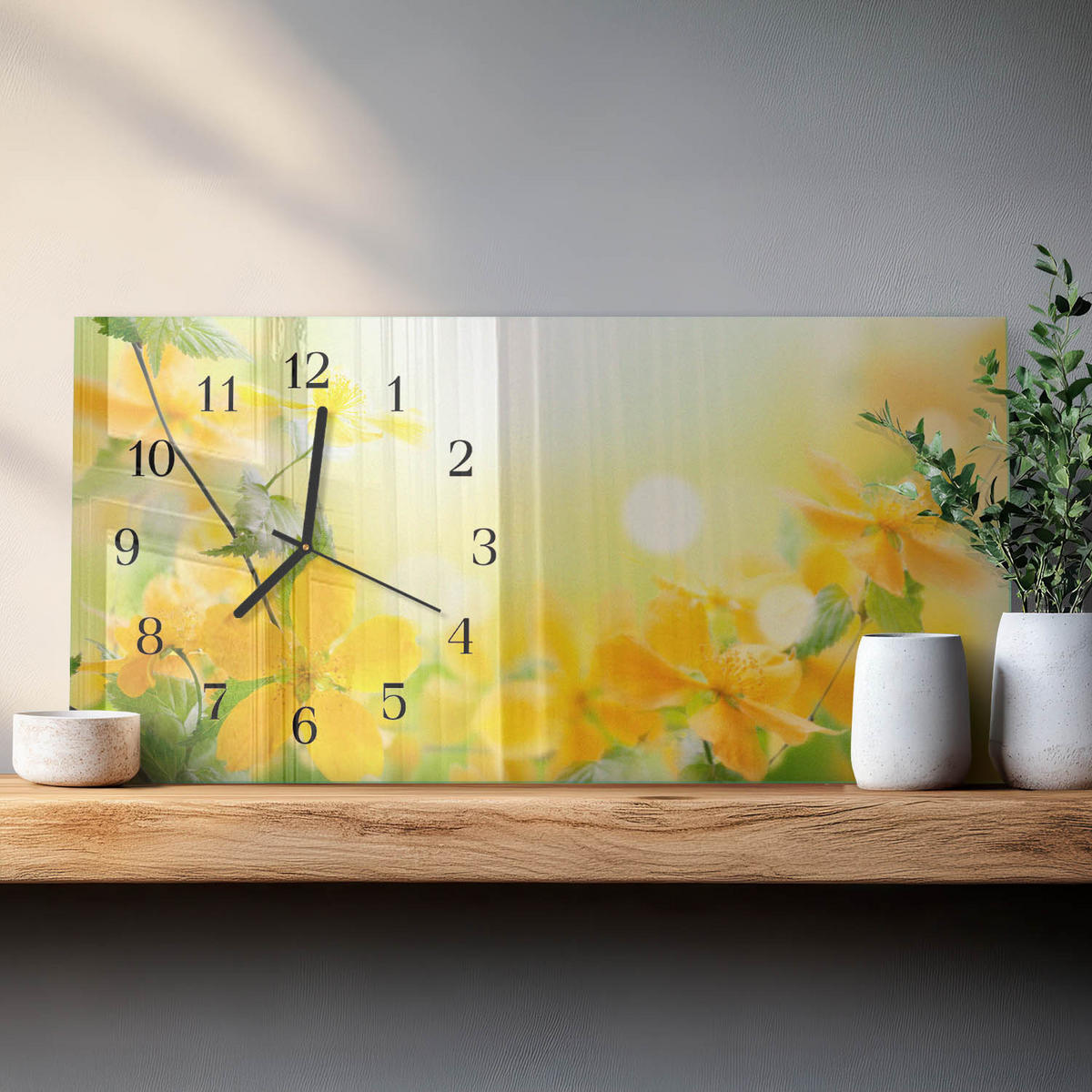 WANDUHR 60x30 cm - Steine - Gelb, Glas (60/30/0.4cm) - TULUP