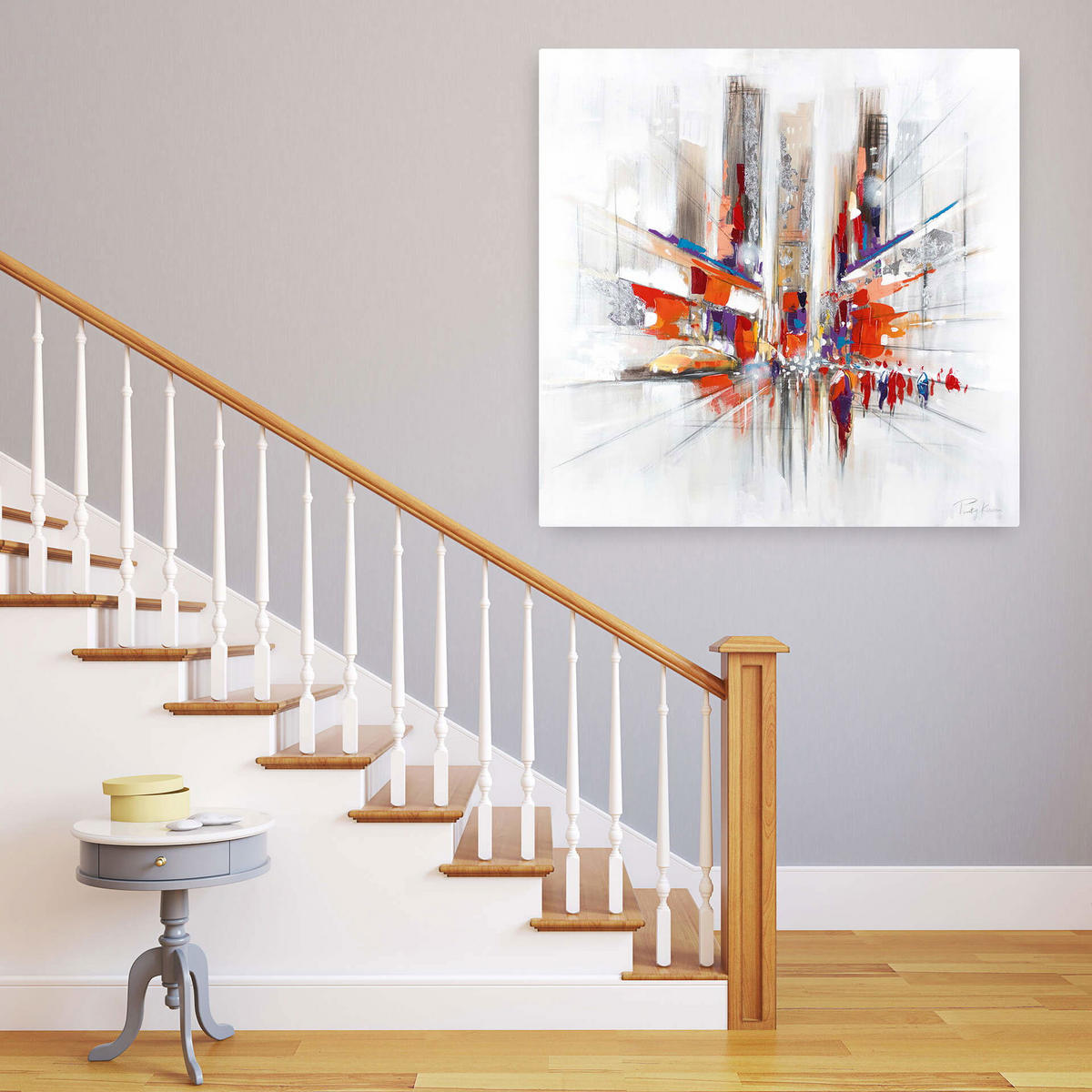 ÖLGEMÄLDE 80/80 cm - Silberfarben, Holz/Textil (1.6/80cm) - KUNSTLOFT