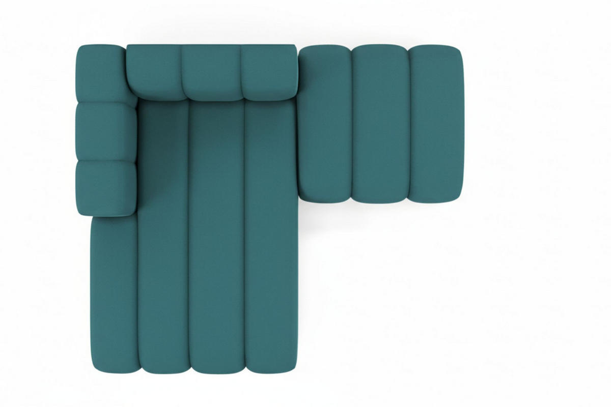 CHAISELONGUE Mit Hocker Grand, Veloursstoff Salvador, Azurblau, Links - Blau, Holz (204/179cm) - Kaiser Möbel