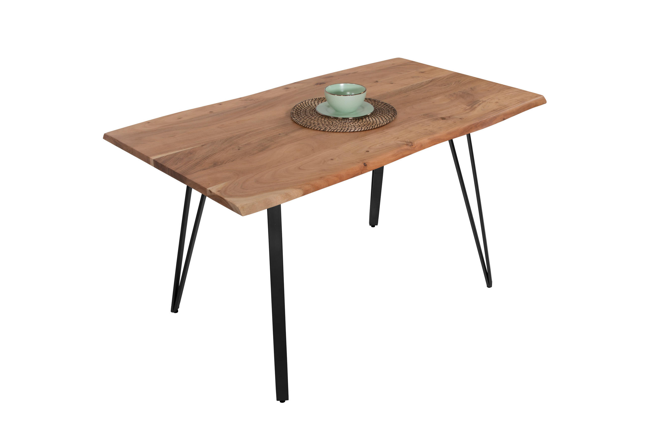 ESSTISCH CELIA - Beige/Schwarz, Holz/Metall (85/160/77cm) - SAM