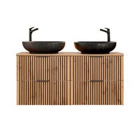 DOPPELWASCHTISCH 120.6cm Gaia Holz in Eichenoptik und Schwarz - Schwarz, Holzwerkstoff (120.6/59/46cm) - Petits-meubles