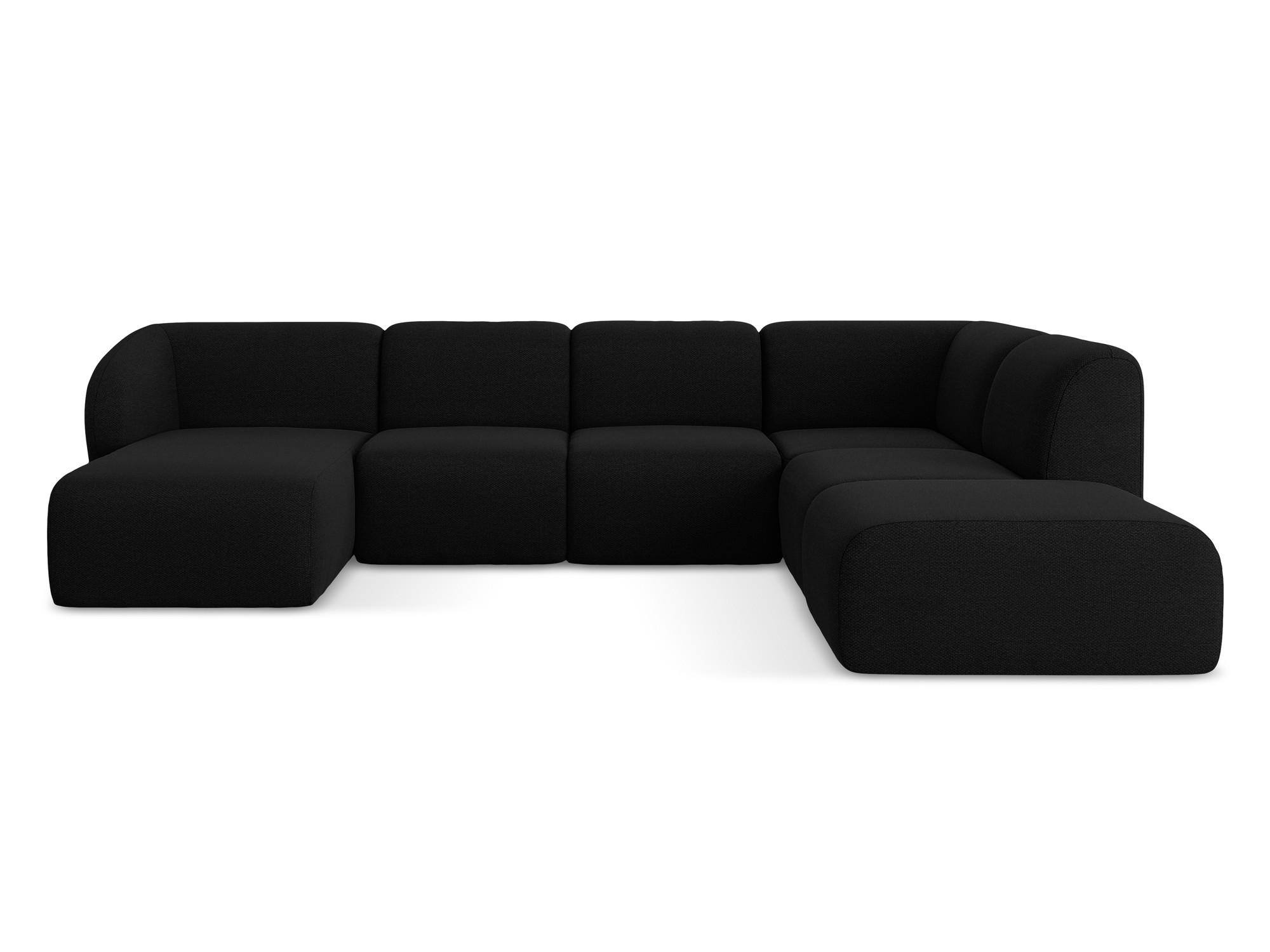 WOHNLANDSCHAFT Bouclé Stoff Schwarz - Schwarz, Holzwerkstoff/Kunststoff (325/75/236cm) - Makamii