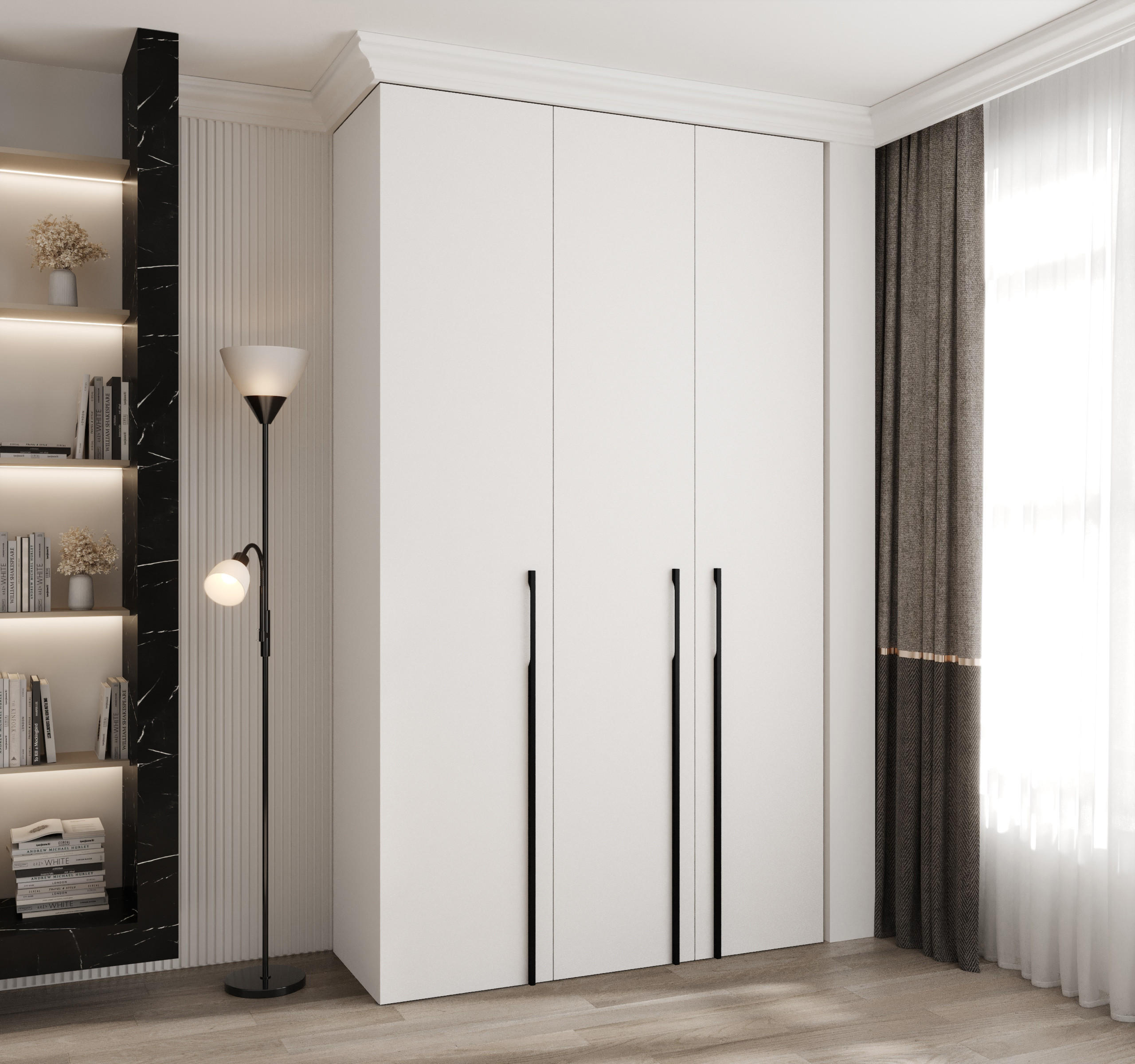 DREHTÜRENSCHRANK 245,5/140/50 3-türig - Schwarz/Weiß, Holz/Metall (140/245.5/50cm) - Abiks Möbel
