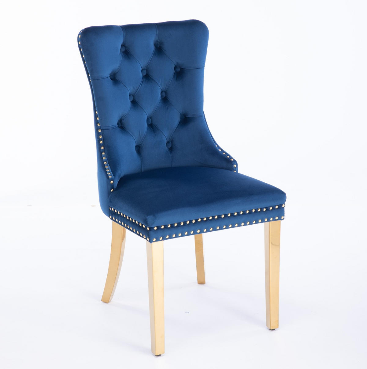 ESSZIMMERSTUHL mit hoher Rückenlehne Samt Blau 2er-Set - Blau, Metall (50/95/65cm) - Meubliv