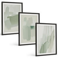 BILDER SET 3er Set - 40x60 cm Schwarzer Rahmen - Abstrakte Aquarellmuster - Schwarz, Kunststoff (40/60cm) - TULUP