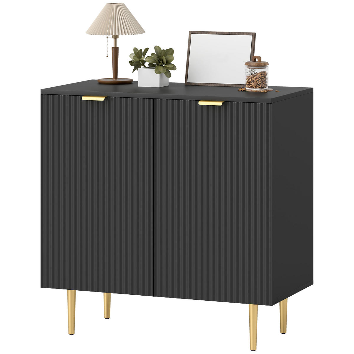 SIDEBOARD DE-11212 verstellbarer Boden Schwarz - Schwarz, Holzwerkstoff (80/80/40cm) - ComfortXL