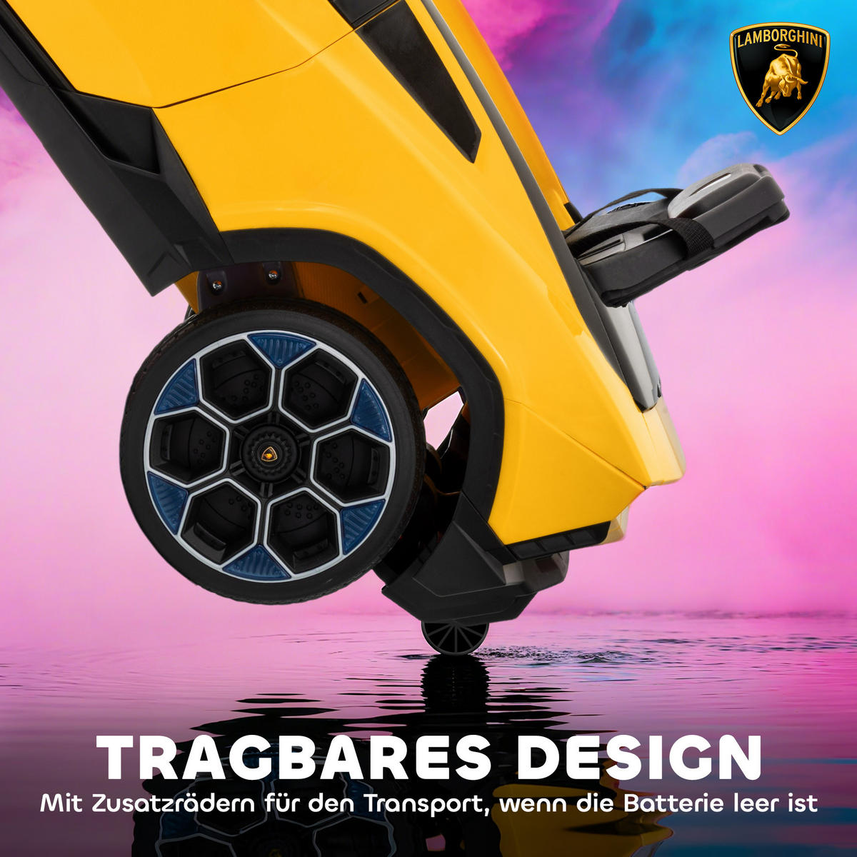 KINDER-ELEKTROAUTO 12V Kinderauto mit 2,4 GHz Fernbedienung, 2 Motor LED, Musik - Gelb, Kunststoff (101.5/49/43cm) - AIYAPLAY