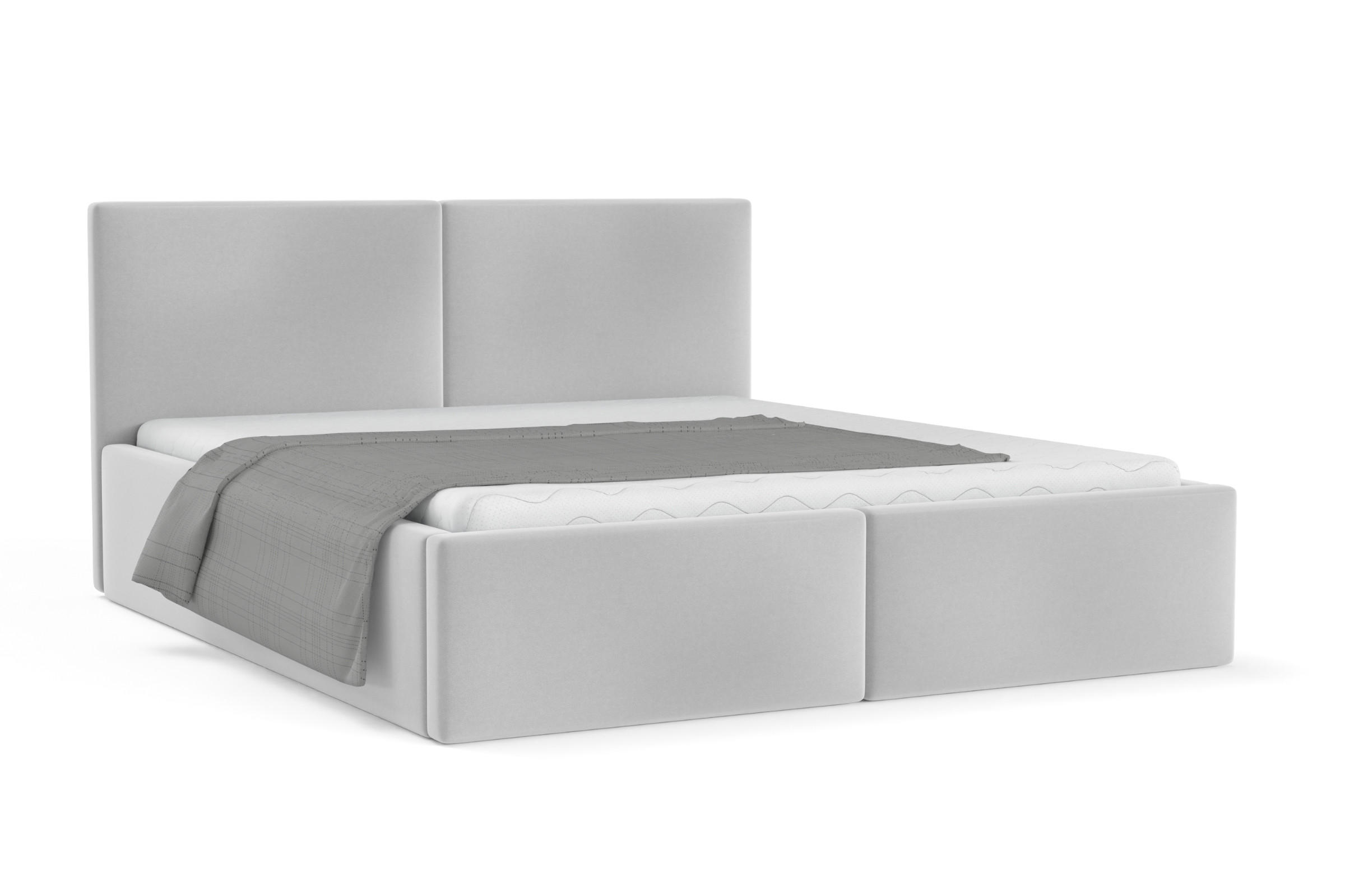 POLSTERBETT BEN 180/200 in Velours Hellgrau - Hellgrau, Holz/Holzwerkstoff (180/200cm) - Deine Möbel 24