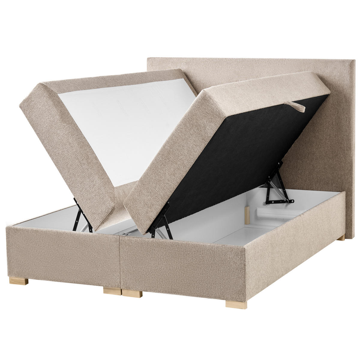 BOX POSTELJA s prostorom za shranjevanje 120/200 blago sivo rjava Major - sivorjava, tekstil (120/200cm) - Beliani
