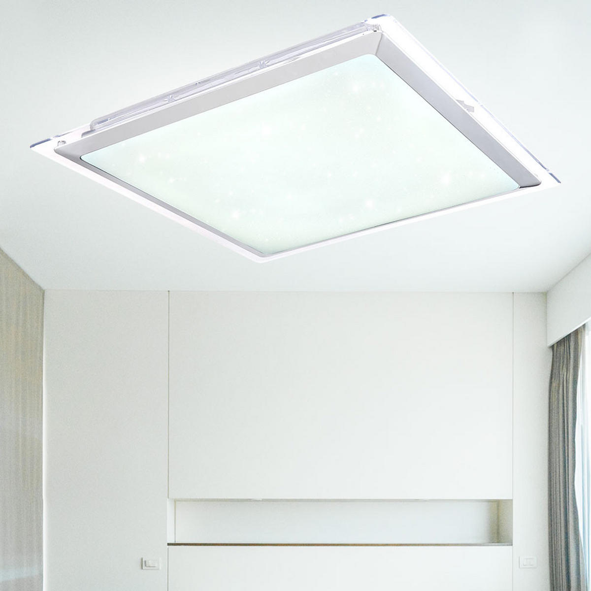 LED DECKENLEUCHTE Metall Weiß opal - Weiß, Kunststoff/Metall (55/55/8cm) - Globo Lighting