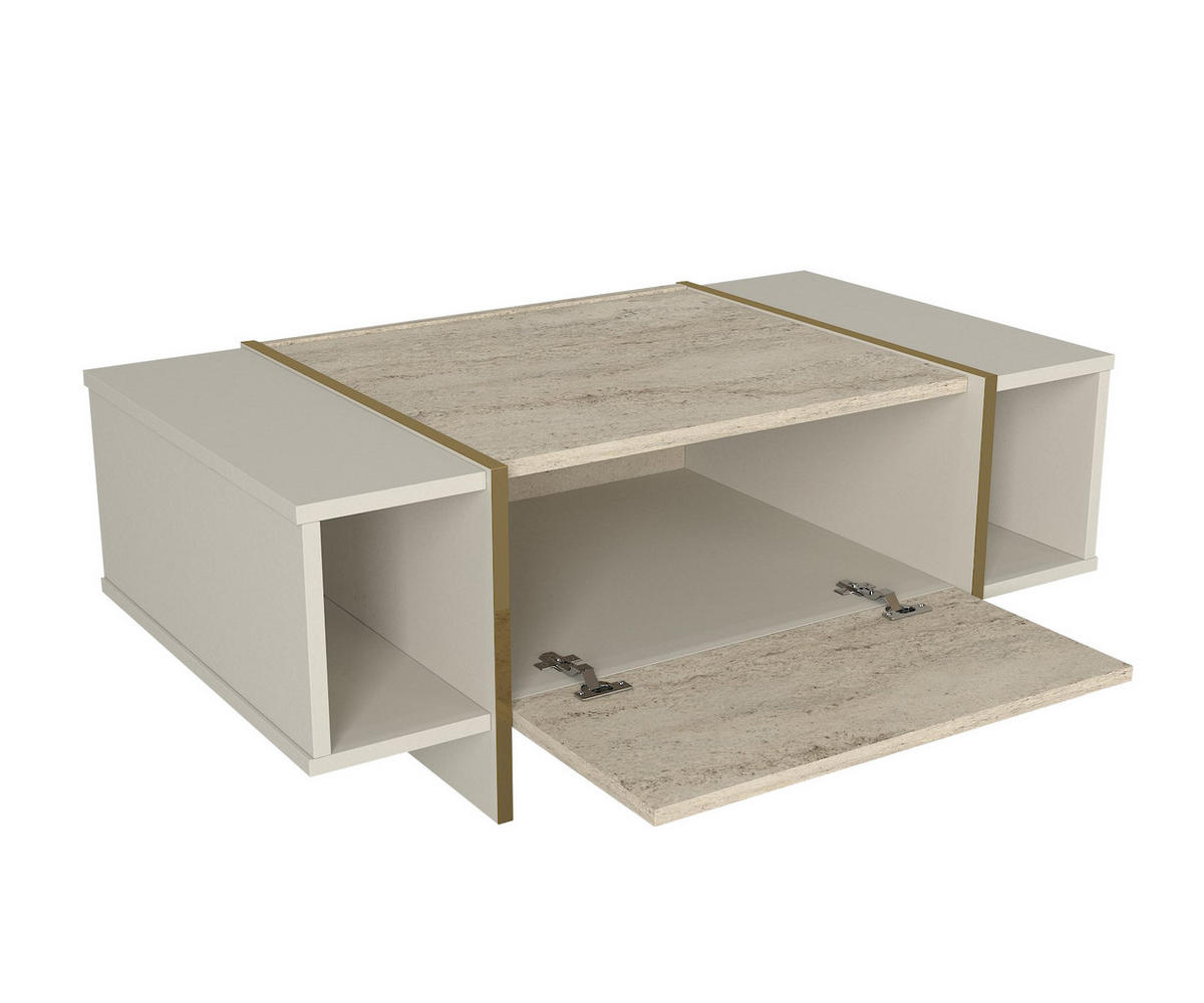 COUCHTISCH Veyron Beige Granit Optik - Beige, Holzwerkstoff (60/104/37cm) - moebel17