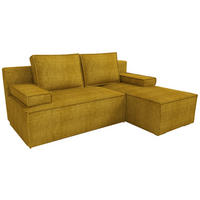 ECKSOFA Caspar mit Schlaffunktion Gelb Cord - Gelb, Textil (200/141cm) - Bromarkt