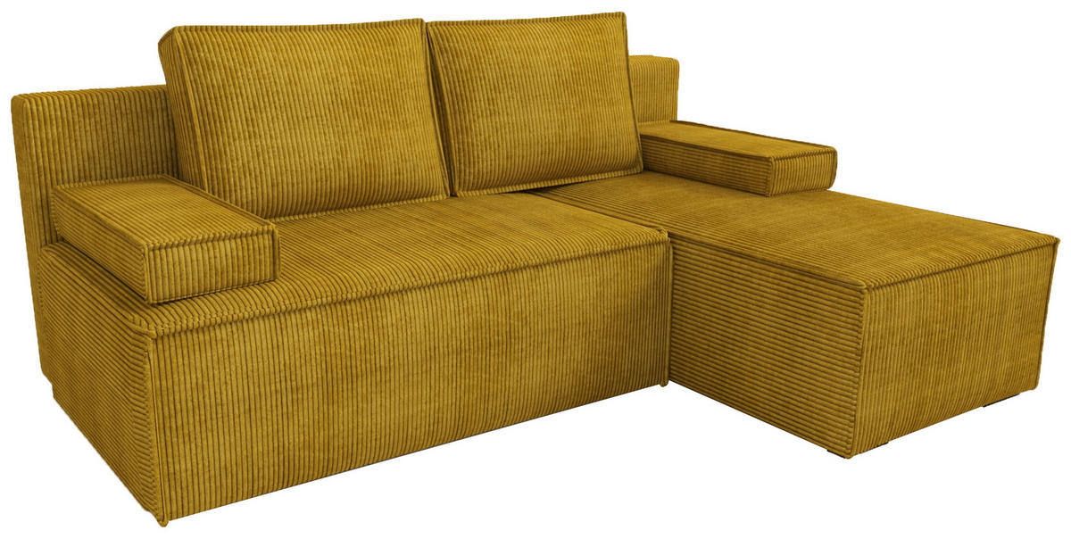 ECKSOFA Caspar mit Schlaffunktion Gelb Cord - Gelb, Textil (200/141cm) - Bromarkt