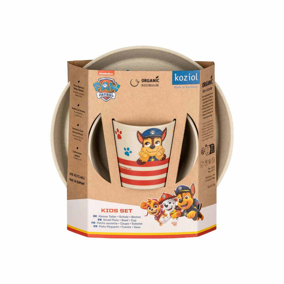 KINDERGESCHIRRSET Connect Paw Patrol organic sand 3er Set - Beige, Kunststoff (1/1/1cm) - Koziol
