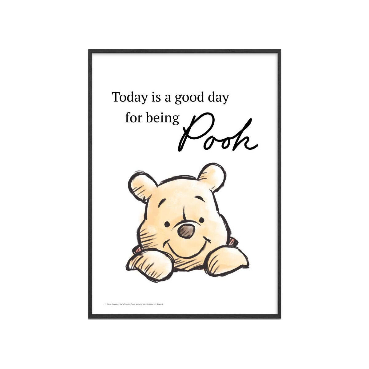 POSTER mit Rahmen Disney - Just Being Winnie the Pooh Today - Gelb/Schwarz, Holz/Papier (70/100cm) - Poster&Frame