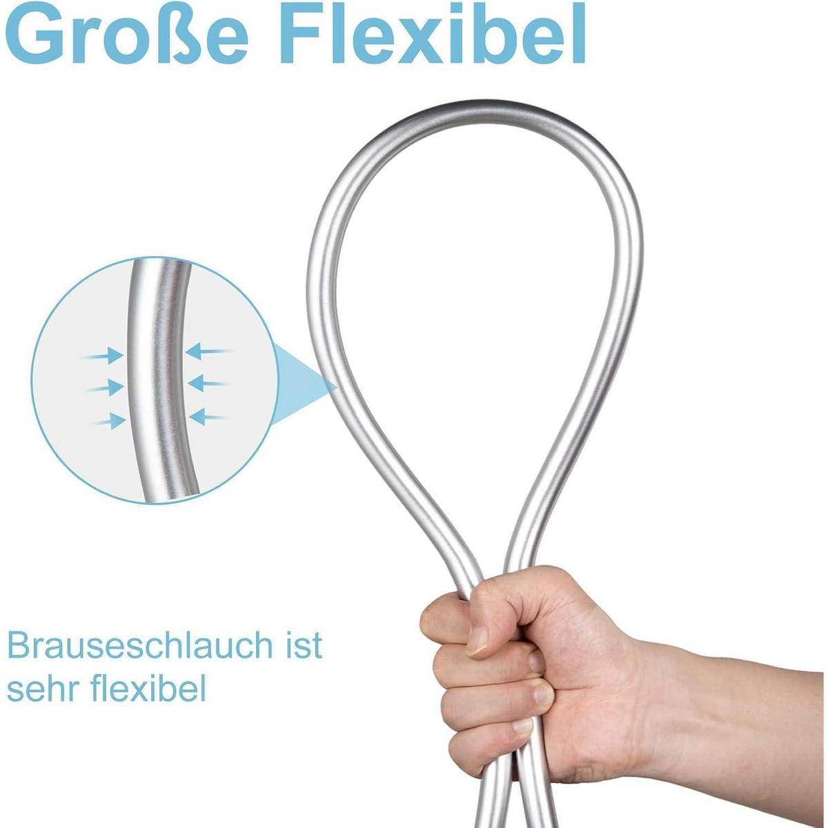 BRAUSESCHLAUCH 1,2 m Silber - Silberfarben, Metall (1/1/120cm)