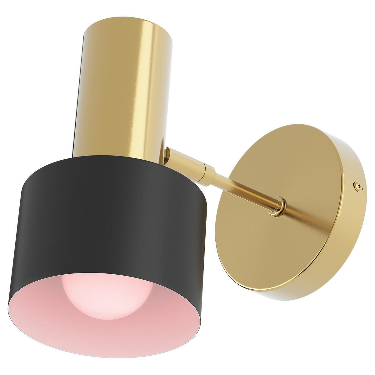 WANDLEUCHTE mit Akku-Leuchtmittel - RGB-Leuchtmittel - inkl. Fernbedienung - Messingfarben/Schwarz, Metall (23/21/25cm) - home24