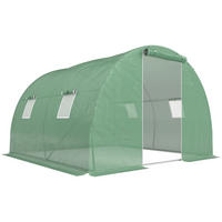 FOLIOVÝ SKLENÍK se 4 okny, mrazuvzdorný, PE plast, ocel, tmavě zelený - zelená barva, kov (300/200/300cm) - Outsunny
