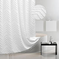 DUSCHVORHANG Weiß extrem lang minimalistisch Boho fürs Badezimmer - Weiß, Textil (213/180cm) - MCBOSON