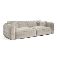 SOFA LOMI Geprägter Samt Taupe 235cm - Taupe, Textil (235/74/90cm) - Premium Interiors