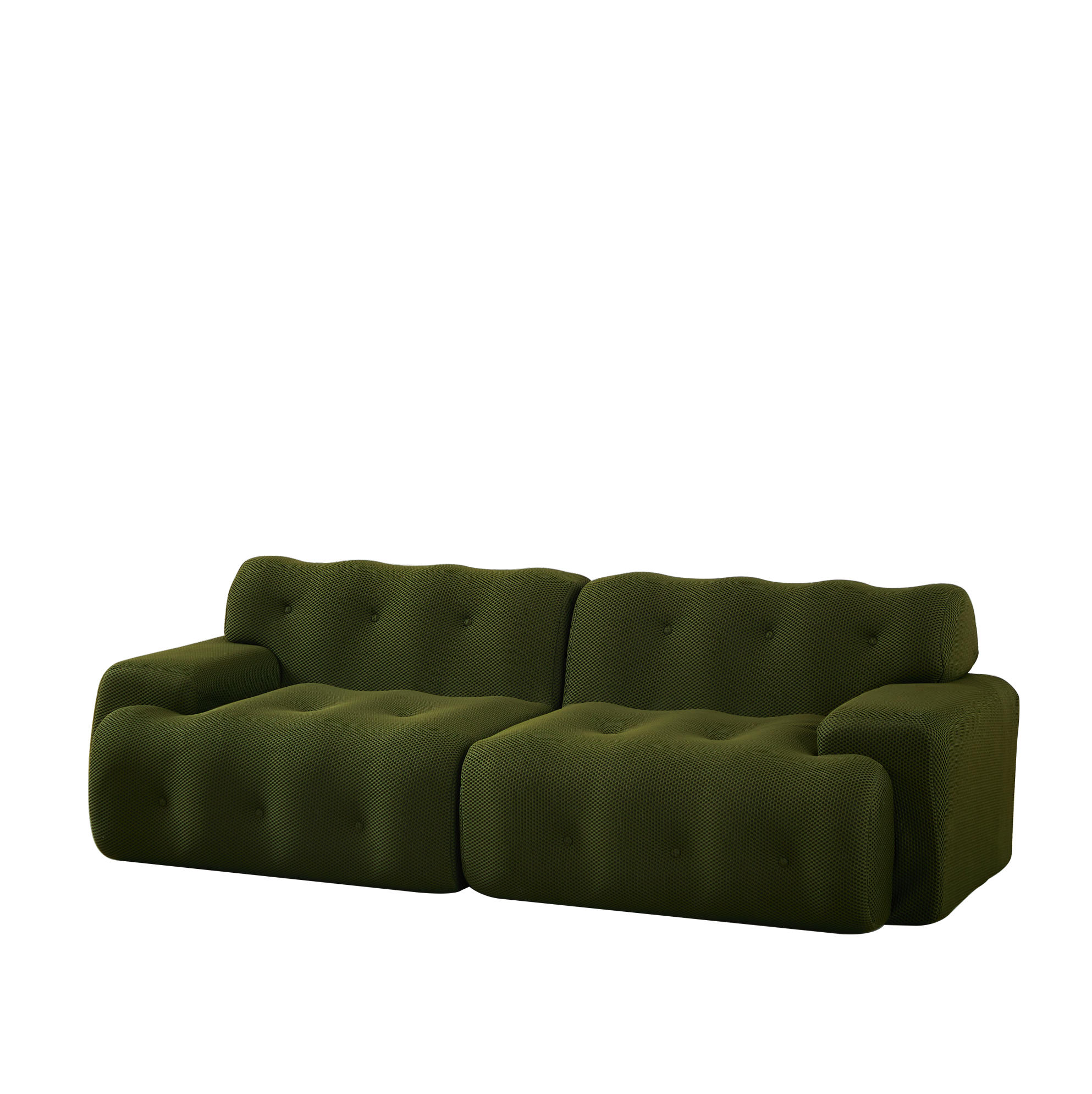 2-SITZER-SOFA 224/104/66 cm aus Stoff, montagefrei mit breiten Armlehnen und Knopfheftung, Grün - Grün, Textil (224/66/104cm) - Redom