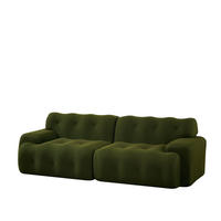 2-SITZER-SOFA 224/104/66 cm aus Stoff, montagefrei mit breiten Armlehnen und Knopfheftung, Grün - Grün, Textil (224/66/104cm) - Redom
