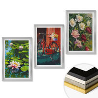 WANDBILDER 3er Set - 40x60 cm Silberner Rahmen - Lilien im Garten, bunte Blumen - Silberfarben, Kunststoff (40/60cm) - ArtPrintCave