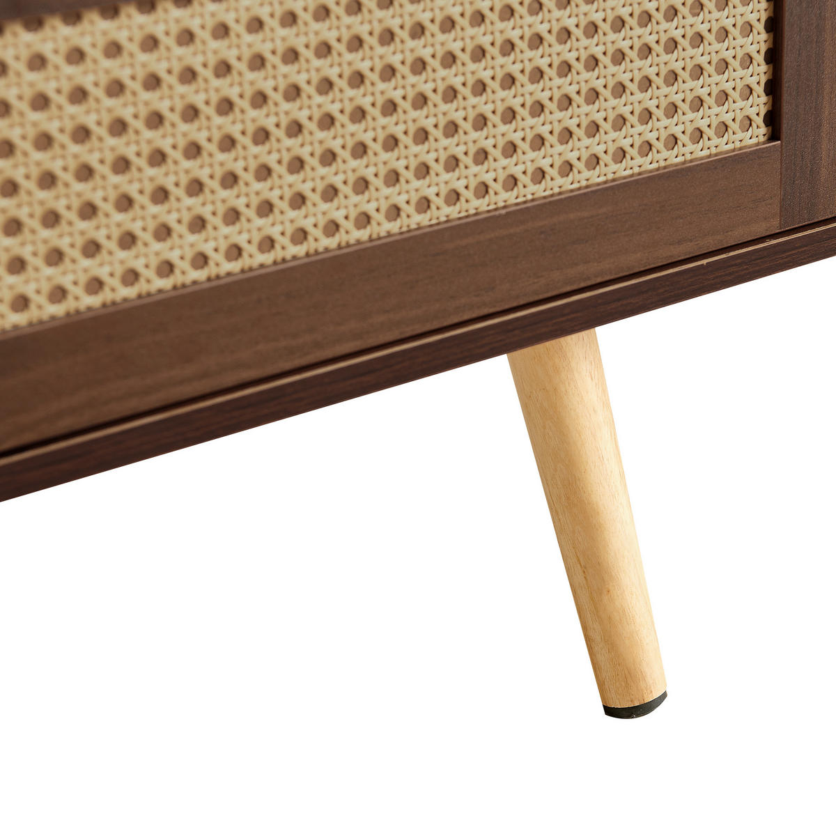 COUCHTISCH aus MDF in Braun mit Rattan-Schiebetür - Braun, Holzwerkstoff (105/55/41.5cm) - Modfu
