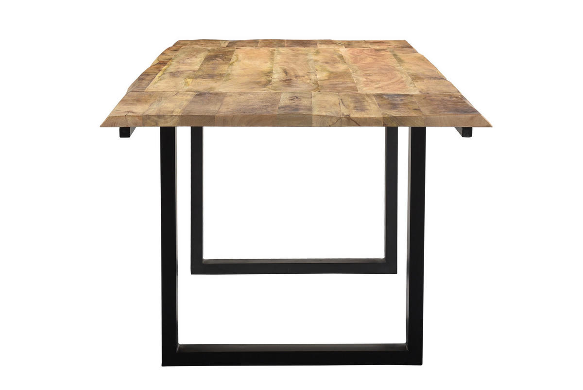 ESSTISCH LORE Holz Akazie - Schwarz/Naturfarben, Holz/Metall (140/90/77cm) - KAWOLA